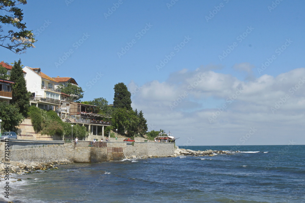 Panorama Seaview on little houses village  in ocean beach