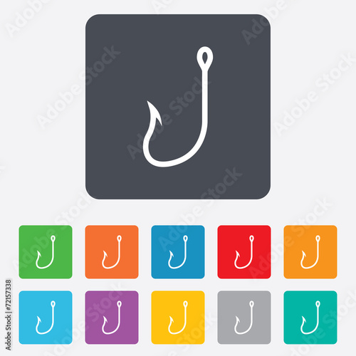 Fishing hook sign icon. Fishermen tackle symbol