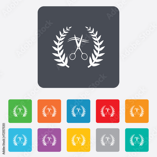 Scissors cut hair sign icon. Hairdresser symbol.
