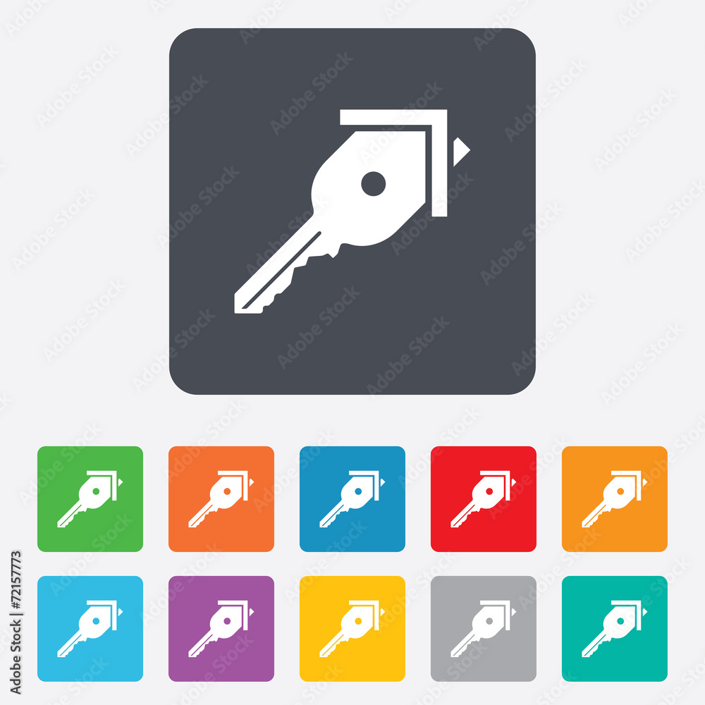 Key from the house sign icon. Unlock tool. Key from the house sign icon. Unlock tool.