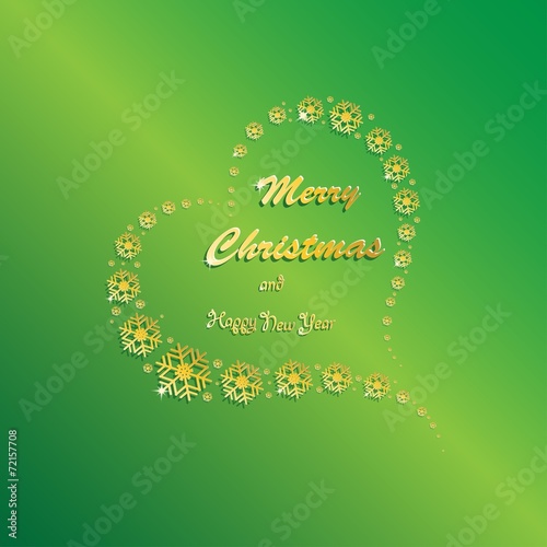 Heart made from snowflakes  with Merry Christmas sign