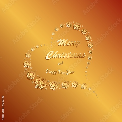 Heart made from snowflakes  with Merry Christmas sign