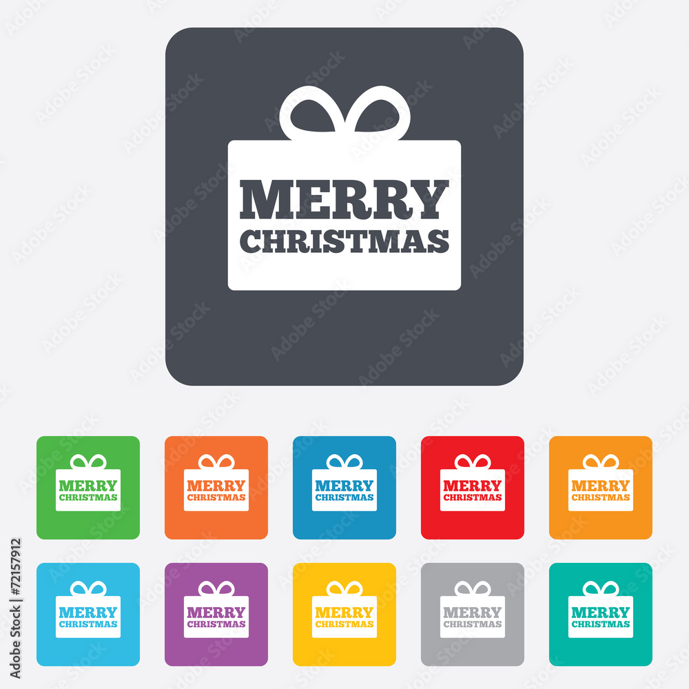 Merry christmas gift sign icon. Present symbol.