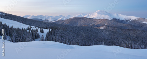Winter panorama of mountains