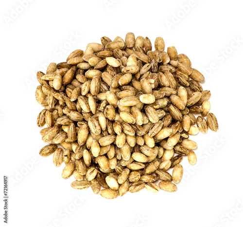 Pile of pearl barley isolated on white.