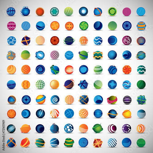 Globe Icons Set - Isolated On Gray Background