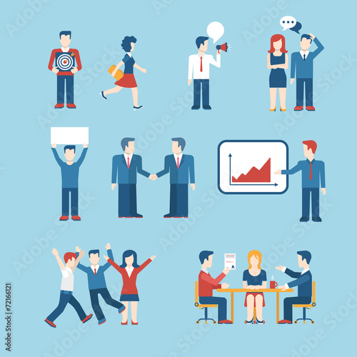 People icons business man situation web template vector icon set