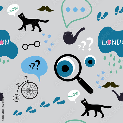 detective in London seamless pattern