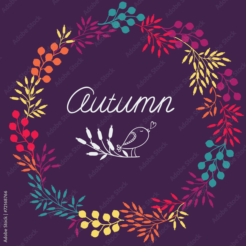 Obraz premium Autumn vector round frame