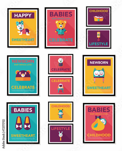 Baby poster flat banner design flat background set, eps10