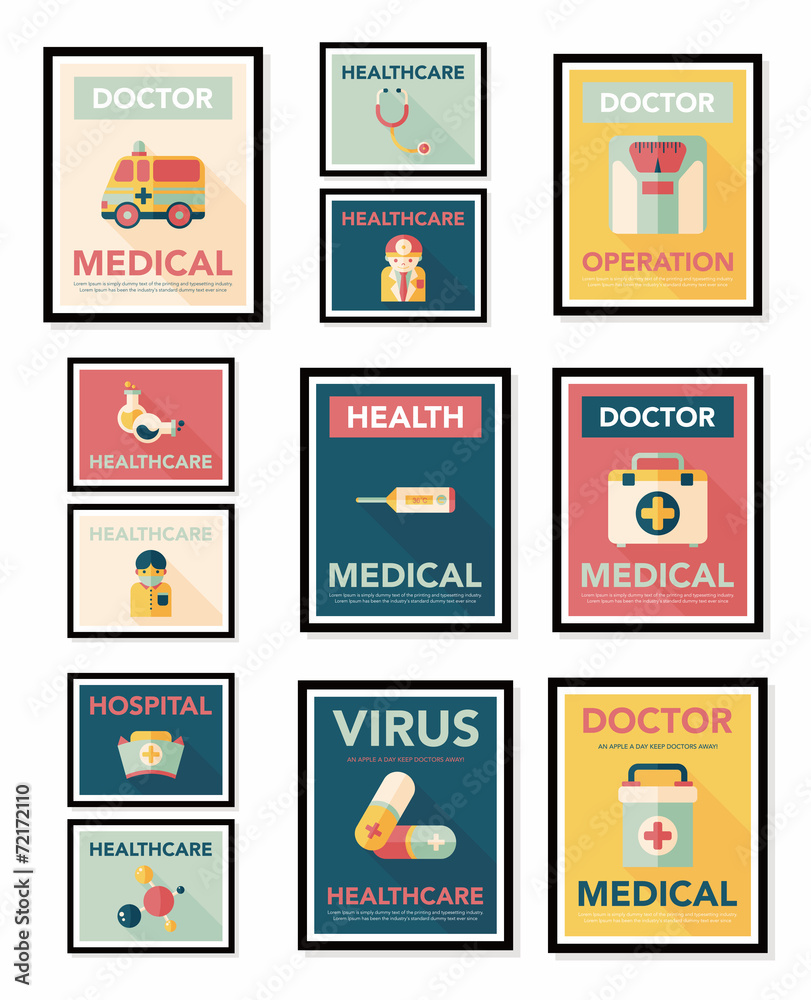 Hospital flat banner design flat background set, eps10 Hospital flat banner design flat background set, eps10