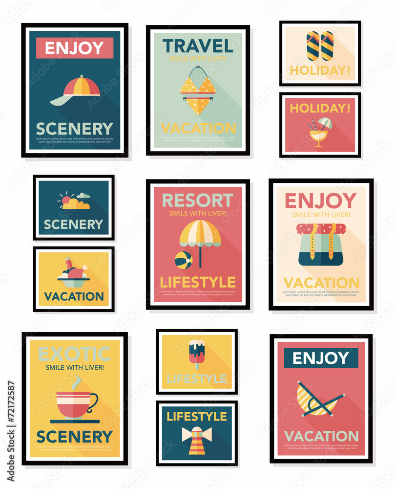 Travel poster banner design flat background set, eps10 Travel poster banner design flat background set, eps10