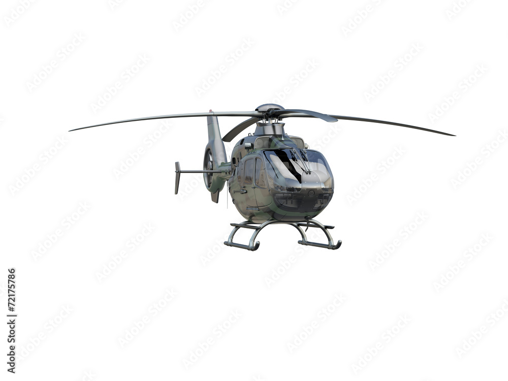 Fototapeta premium Military helicopter on white background
