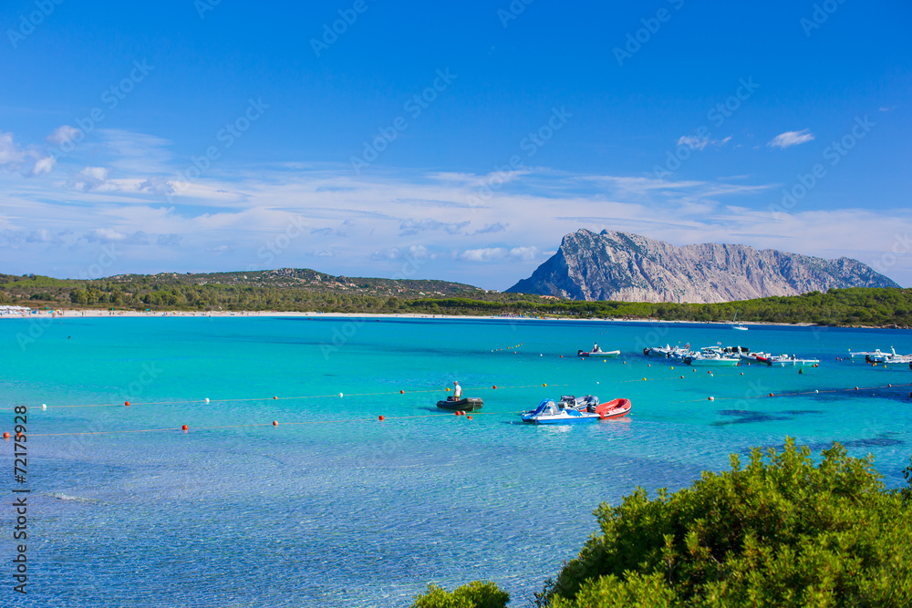 Beautiful view of the turquoise clear sea on Sardinia