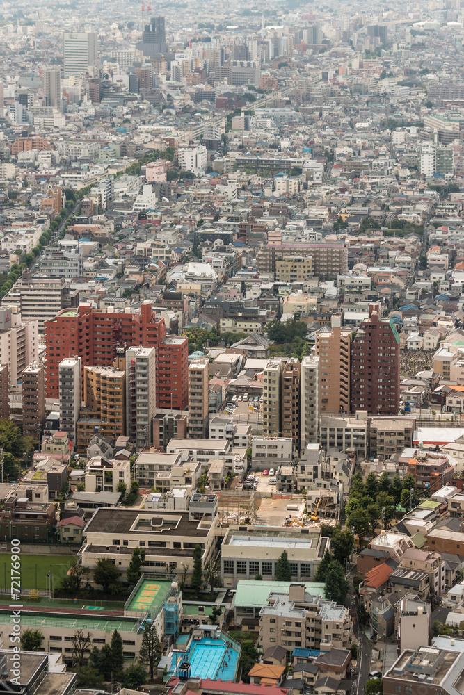 aerial view of houses in central Tokyo aerial view of houses in central Tokyo