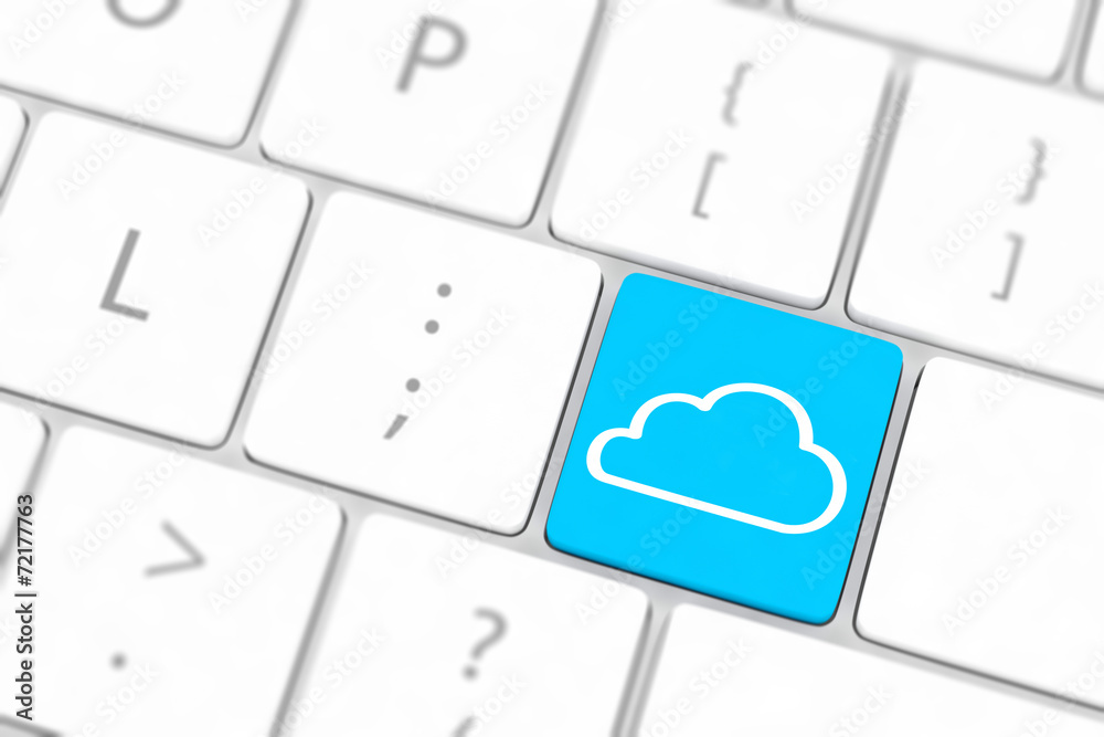 Cloud computing concept on computer keyboard with white keys. Cloud computing concept on computer keyboard with white keys.