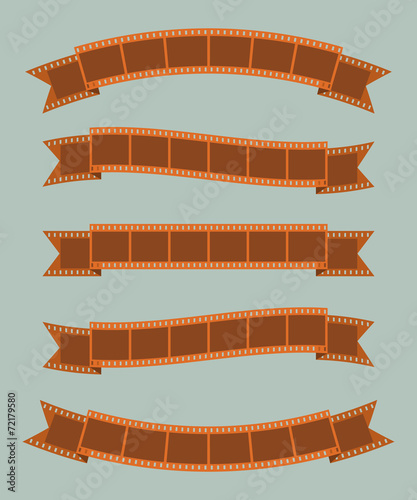 Set of vintage film strips ribbon seal decorative design element