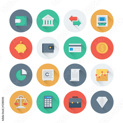 Pixel perfect finance and money flat icons