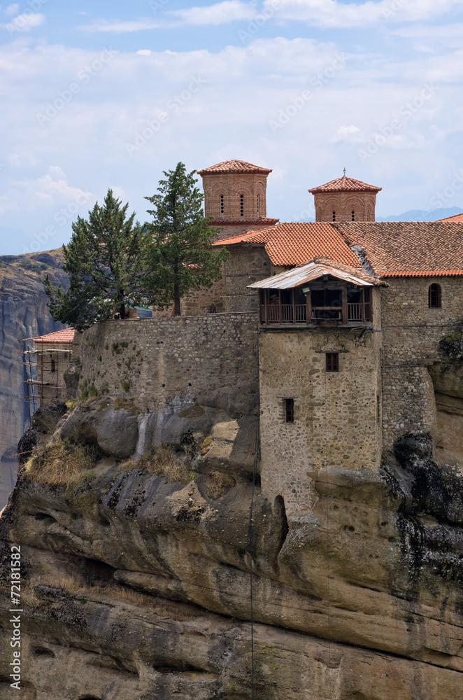 Monastery on top of a rock in Meteora, Greece