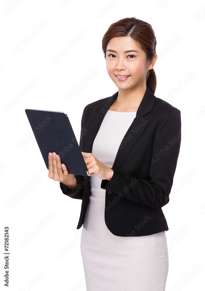 Asian businesswoman use tablet Asian businesswoman use tablet