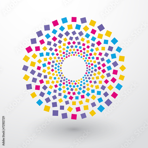 circles of colored squares