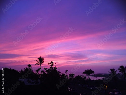 purple sunset in Hawaii