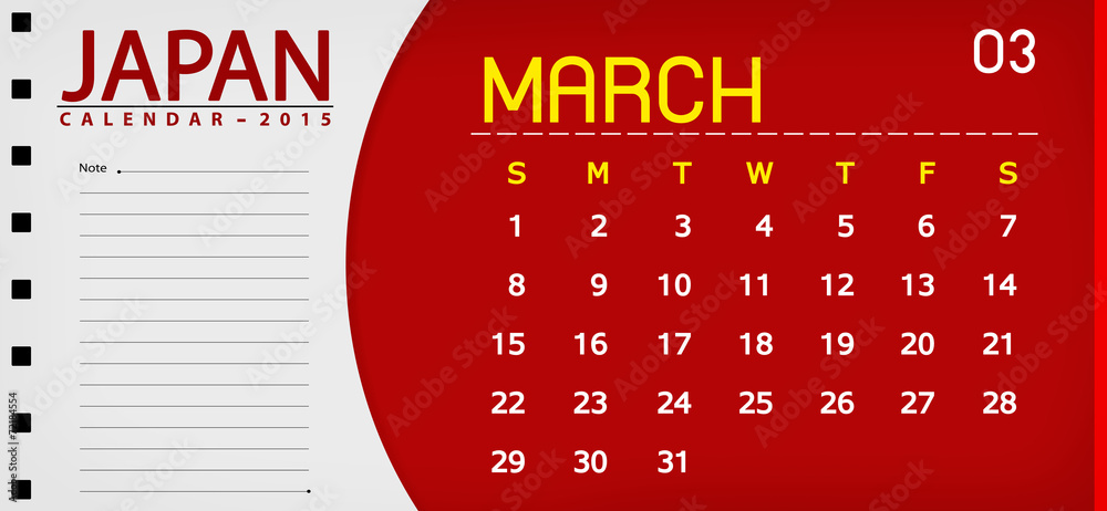 Japan Book Calendar 15 Flag Background 03 March Stock Illustration Adobe Stock