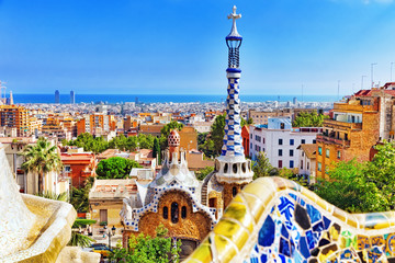 Wandcirkels Barcelona Park Güell mozaïekbank Barcelona  © BRIAN_KINNEY