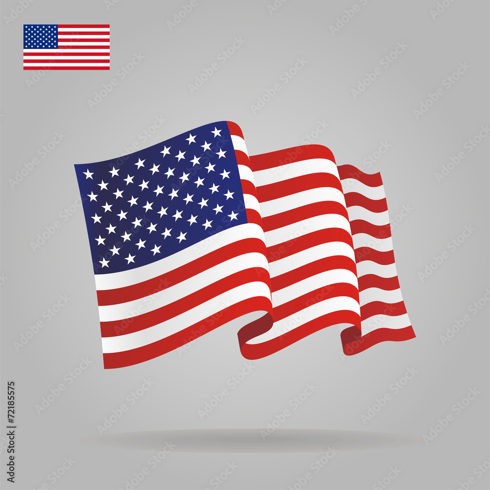 Obraz premium Flat and waving American Flag. Vector