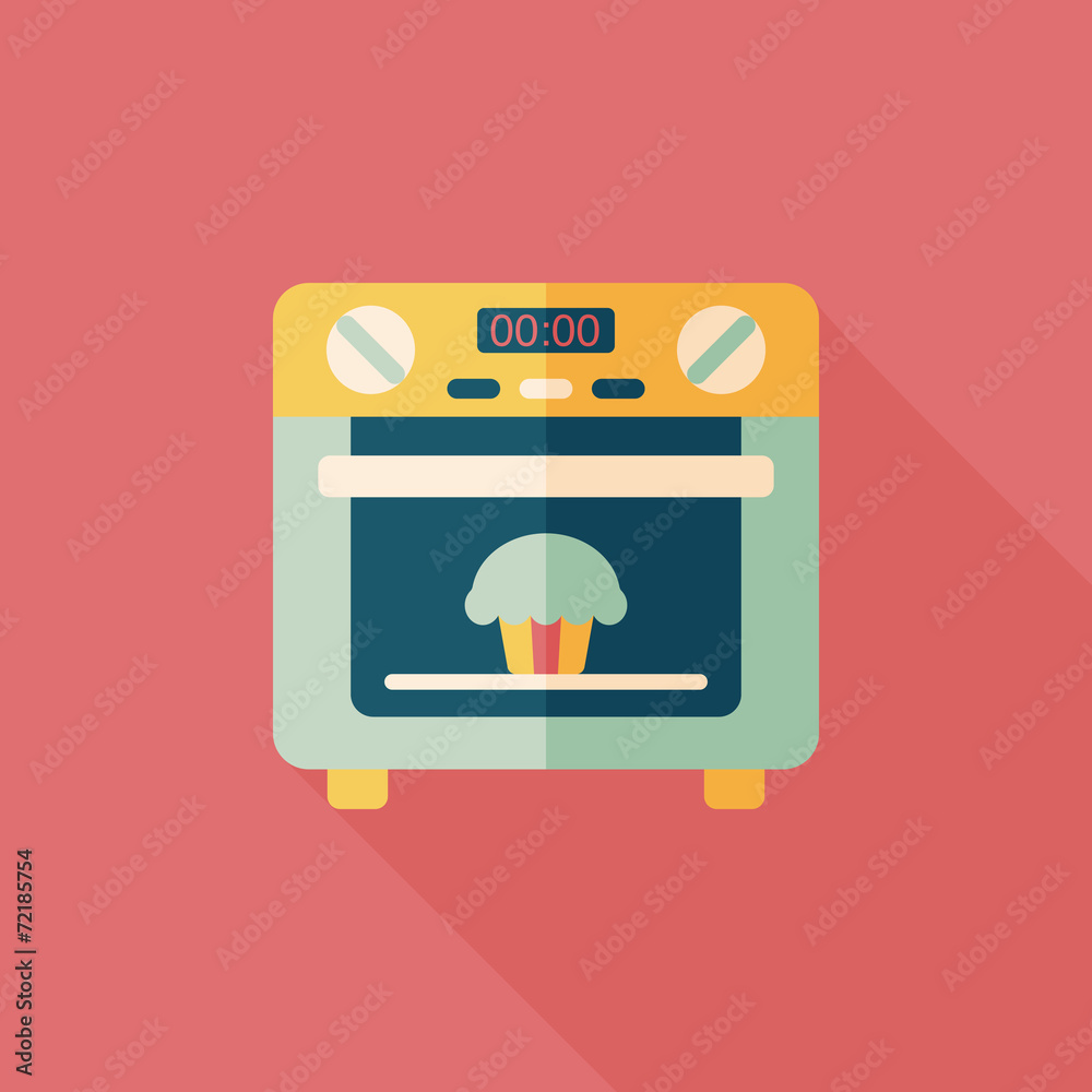 kitchenware oven flat icon with long shadow,eps10 kitchenware oven flat icon with long shadow,eps10