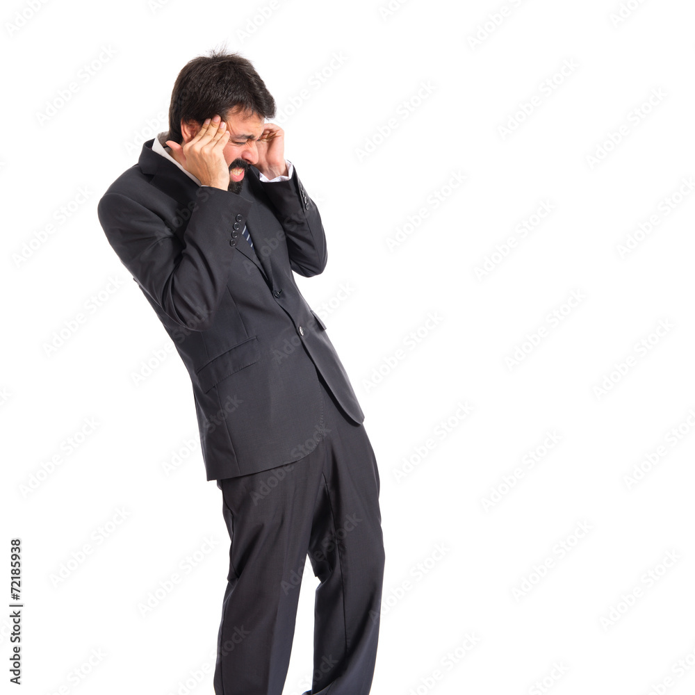 frustrated businessman over isolated white background frustrated businessman over isolated white background