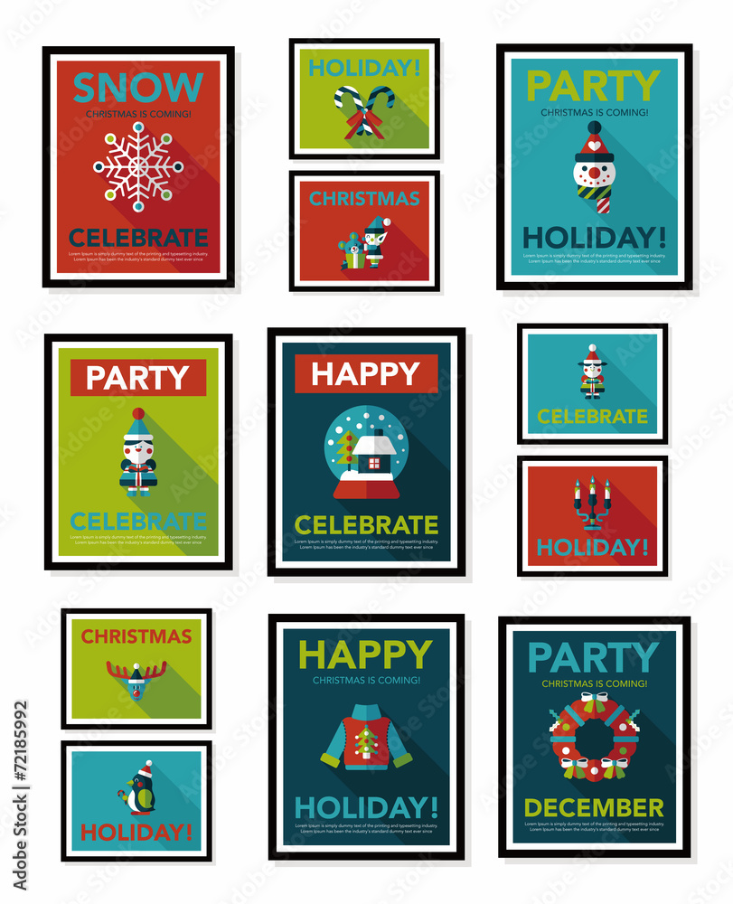 Christmas poster flat banner design flat background set, eps10