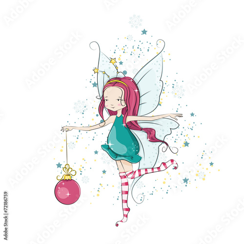Cute Christmas fairy. Vector illustration