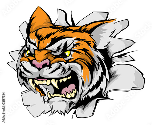 Fototapeta Naklejka Na Ścianę i Meble -  Attacking tiger head