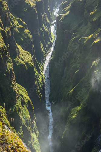 Aerial view of Glymur Waterfall, Iceland.. © 1tomm