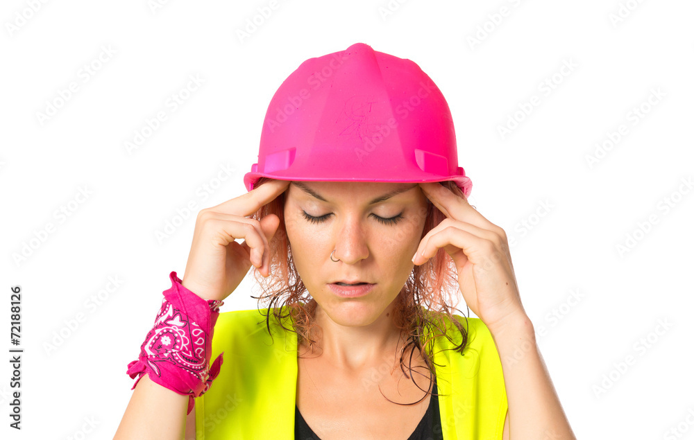 frustrated worker woman over isolated white background frustrated worker woman over isolated white background
