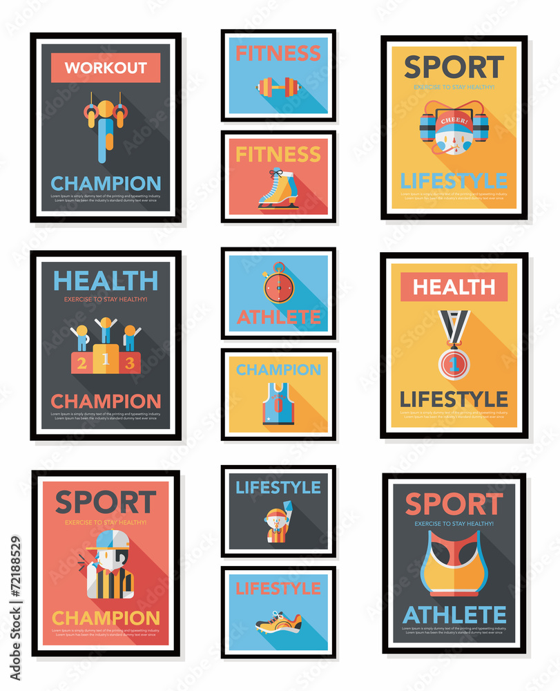 Sport poster flat banner design flat background set, eps10 Sport poster flat banner design flat background set, eps10