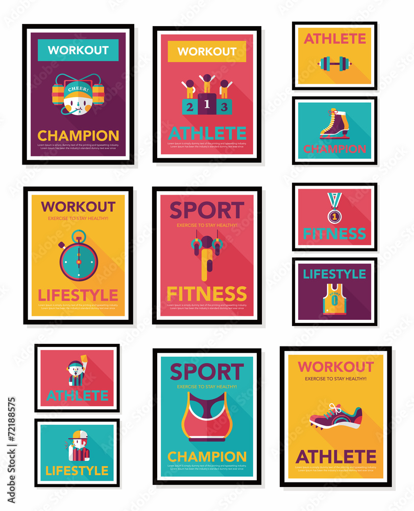 Sport poster flat banner design flat background set, eps10 Sport poster flat banner design flat background set, eps10