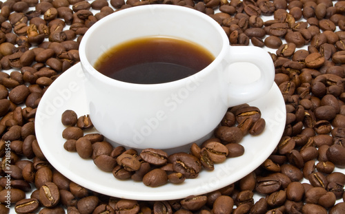 white cup with fragrant coffee