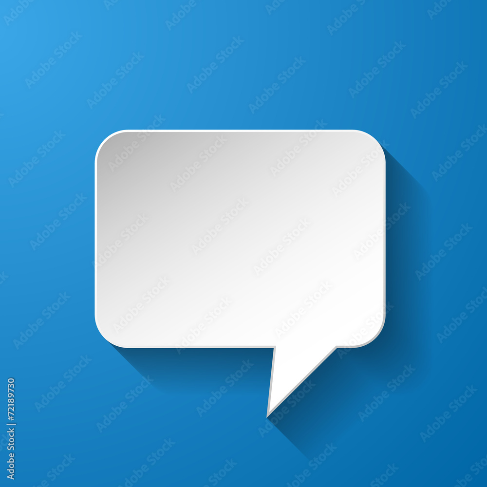 Abstract paper speech bubble on blue background Abstract paper speech bubble on blue background