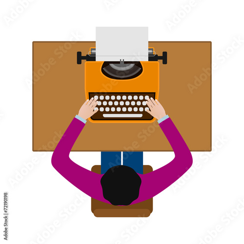 person working on typewriter