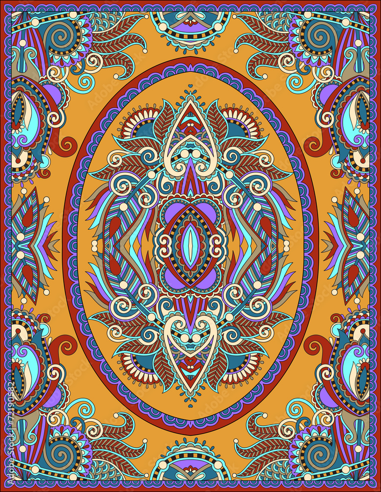 ukrainian floral carpet design for print on canvas or paper, kar
