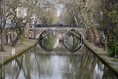 Utrecht city canal in winter