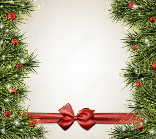 Christmas background with spruce branches.