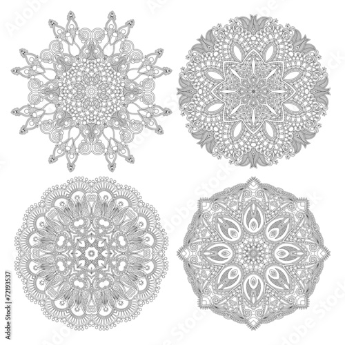 Circle lace ornament, round ornamental geometric doily pattern