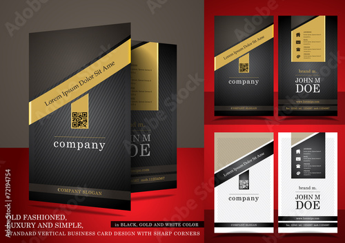 Old fashioned business card in black and gold color