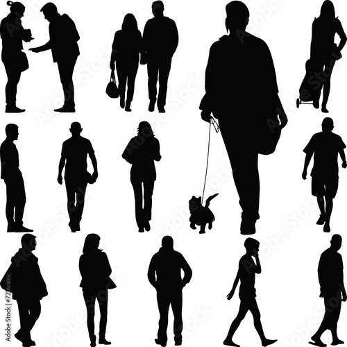 set of icon people walking