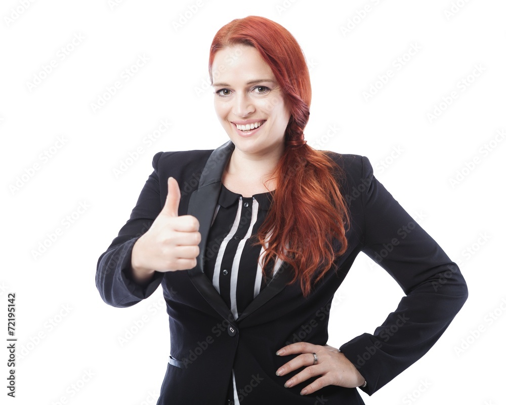 young business woman thumbs up and smile young business woman thumbs up and smile