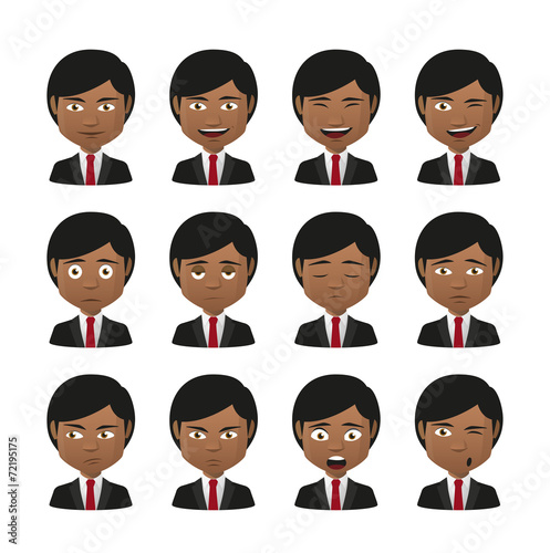 young indian men wearing suit avatar expression set