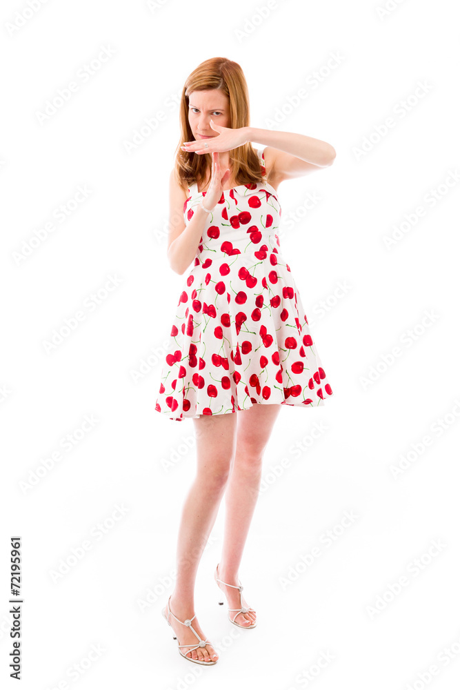 model isolated on plain background hand gesture break sign model isolated on plain background hand gesture break sign
